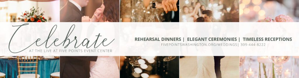 Event celebration advertisement with wedding images.