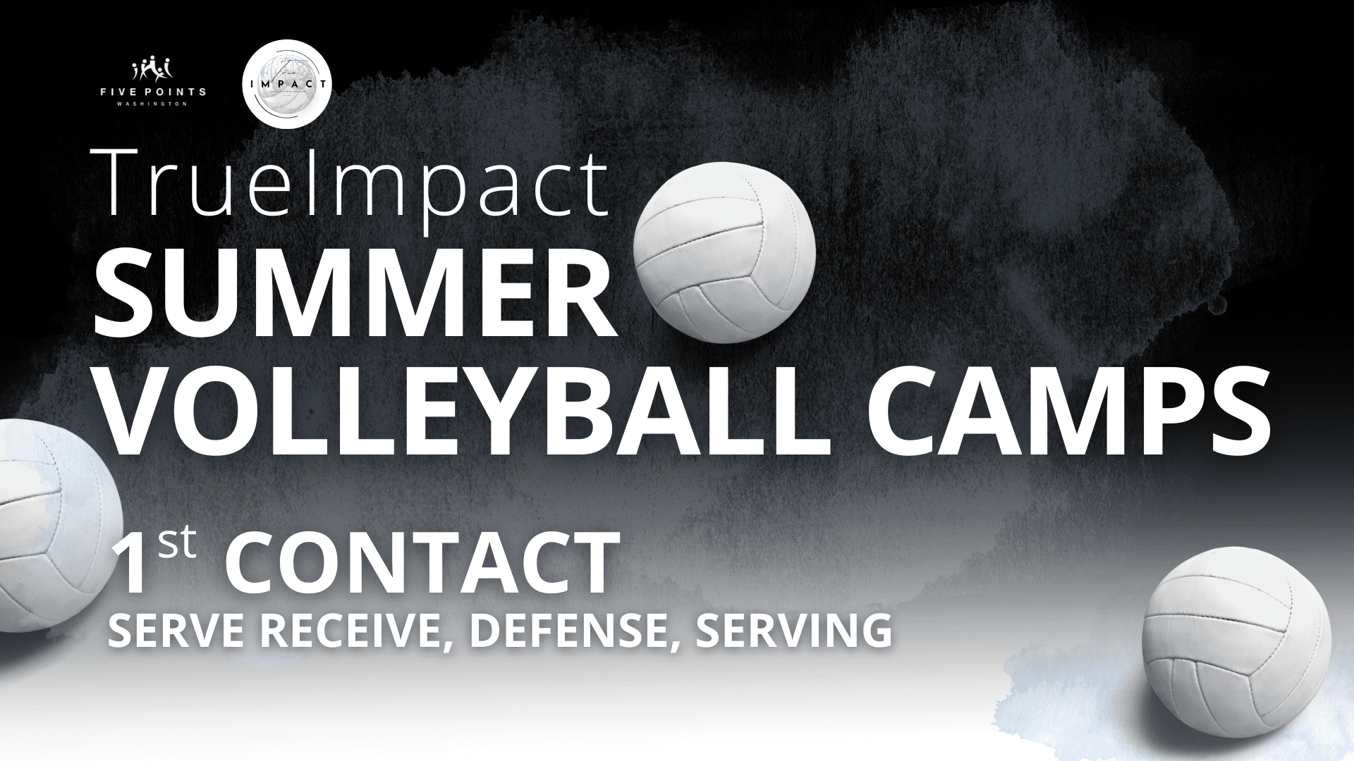 Summer volleyball camps promotional banner.