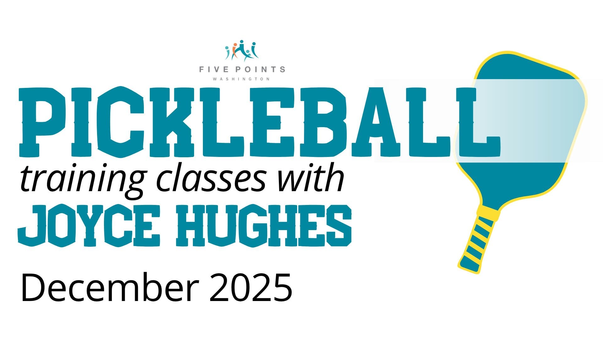 Pickleball training classes December 2025 poster.