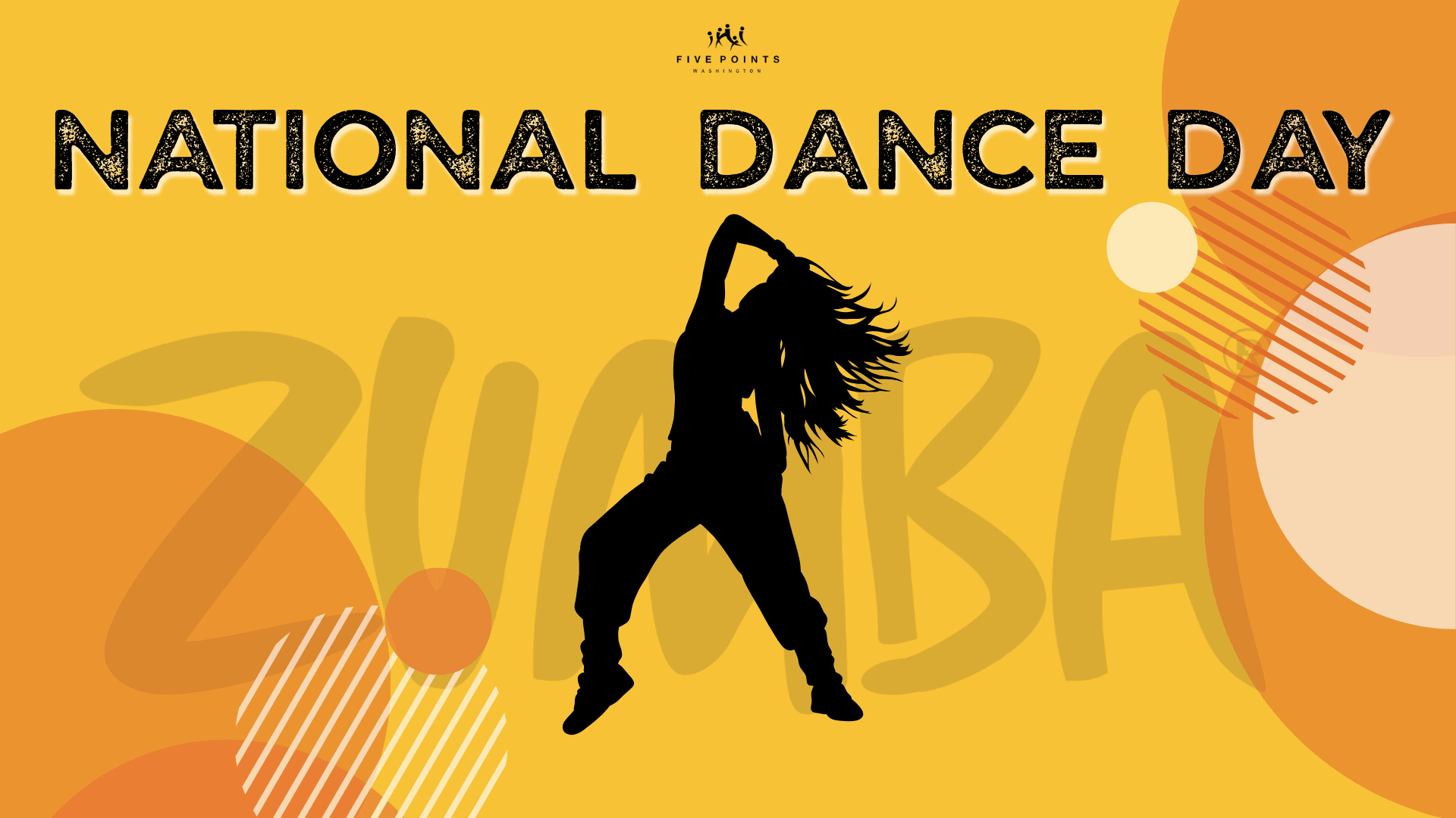 Silhouette dancing for National Dance Day celebration.