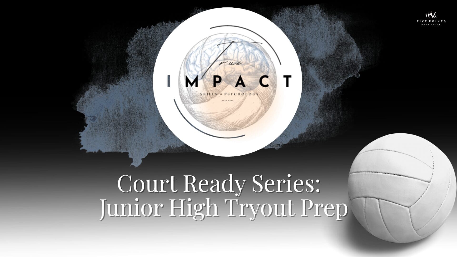 Impact circular brain logo above volleyball